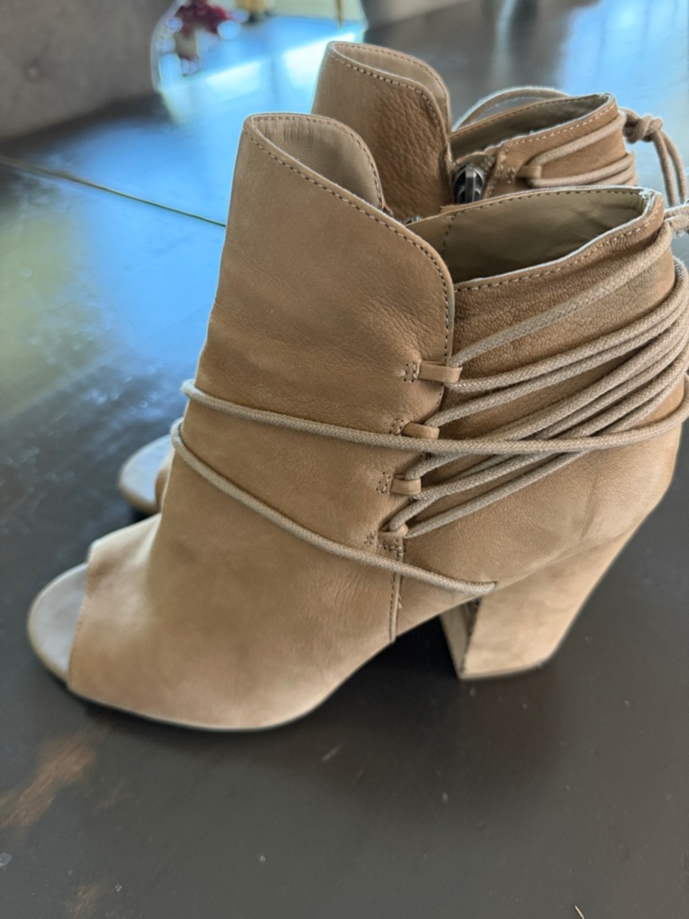 Women's Open-Toe Ankle Booties in Taupe - Picture 2 of 2